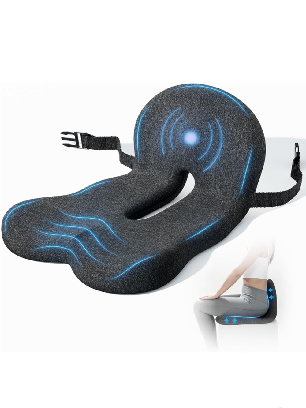 Truck Driver Seat Cushion Memory Foam Ergonomic L-Shape Support Long Sitting NEW